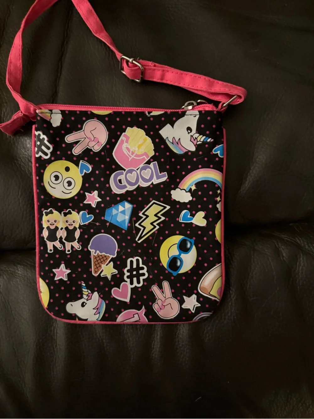 Justice Girls' Black & Pink Crossbody Bags with Large 'M' monogram